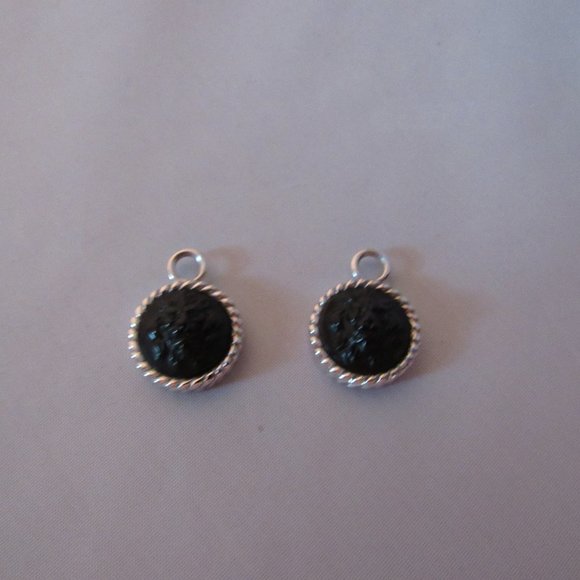 Custom 14K White Gold Black Intaglio Earring Charms - Stunning! - Picture 13 of 16